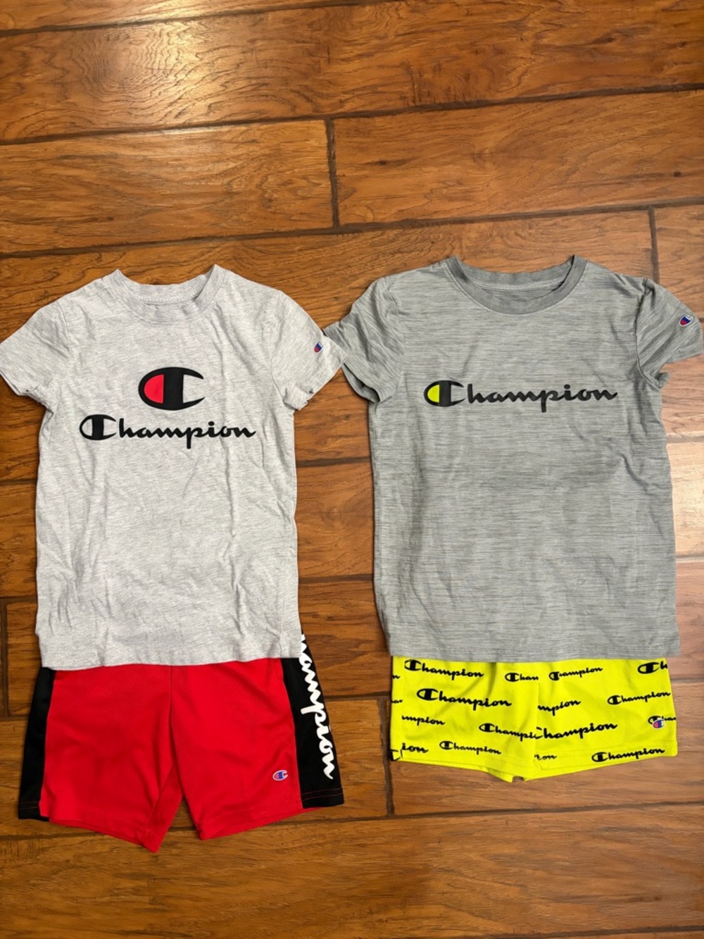 Champion Boys Matching Sets - Gray, Red, Yellow Shorts and Tees Size 7 / 8